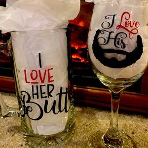 Wine glass and beer mug set